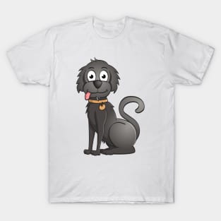 Cartoon style Illustration of a funny black dog. T-Shirt